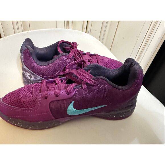 Nike Kids Ja 2 Stargazer Swoosh Logo Lace-up Sneakers Plum Purple Size 5Y - Picture 7 of 12